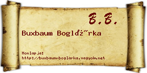 Buxbaum Boglárka névjegykártya